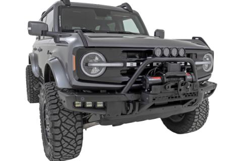 Safari Bar 3.5 Inch Round LED (Pair) Black Amber DRL OE Modular Steel Ford Bronco (21-25) Rough Country