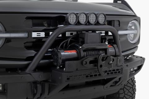 Safari Bar 3.5 Inch Round LED (Quad) Black Amber DRL OE Modular Steel Ford Bronco (21-25) Rough Country