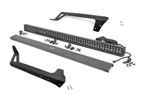 LED Light Windshield Mnt 50 Inch Black Dual Row White DRL Jeep Wrangler JK (07-18) Rough Country