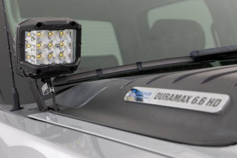 LED Light Kit Ditch Mount 2 Inch Black Pair Spot Chevy 1500 &amp; Silverado/Sierra 2500HD/3500HD (07-14) Rough Country