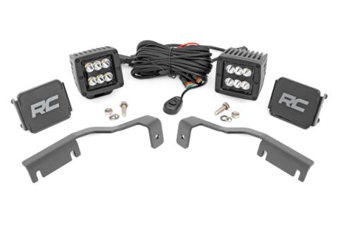 LED Light Kit Ditch Mount 2 Inch Black Pair Spot Nissan Frontier (22-26) Rough Country