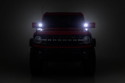 LED Light Kit Ditch Mount 3.5 Inch Black Round Pair Amber DRL Ford Bronco (21-25) Rough Country