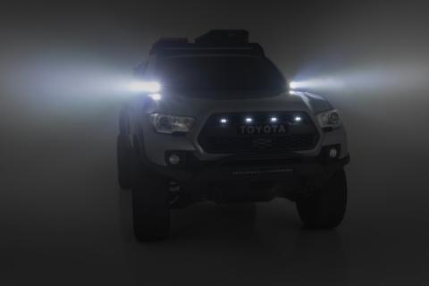 LED Light Kit Ditch Mount 2 Inch Black Pair Flood Toyota Tacoma (16-23) Rough Country