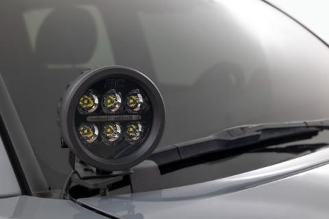 LED Light Kit Ditch Mount 2 Inch Black Pair White DRL Toyota Tacoma (16-23) Rough Country