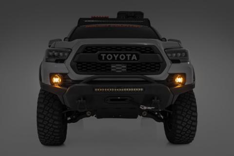 LED Fog Light Kit 3.5 Inch Round Black Series Amber DRL Toyota Tacoma (16-23) Rough Country