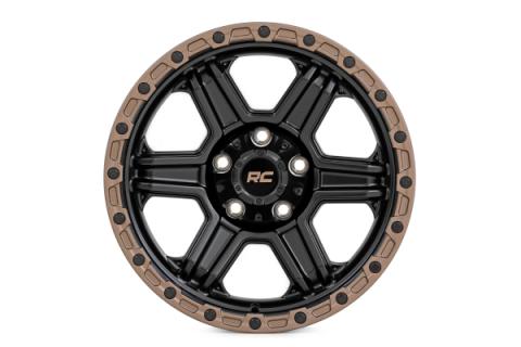 79 Series Wheel One-Piece Semi Gloss Black w/Bronze Ring 18x9 5x5 0mm Rough Country