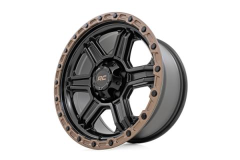 79 Series Wheel One-Piece Semi Gloss Black w/Bronze Ring 18x9 5x5 0mm Rough Country