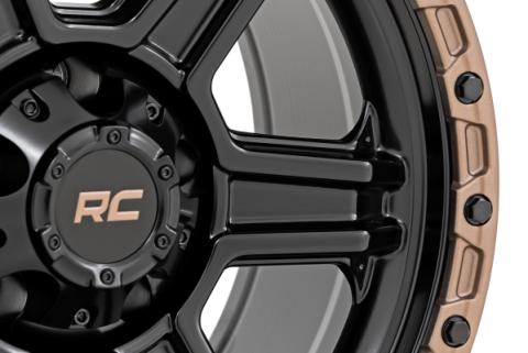 79 Series Wheel One-Piece Semi Gloss Black w/Bronze Ring 18x9 5x5 0mm Rough Country