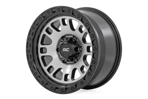 82 Series Wheel One-Piece Machined Semi Gloss Black 17x9 5x4.5 -12mm Rough Country