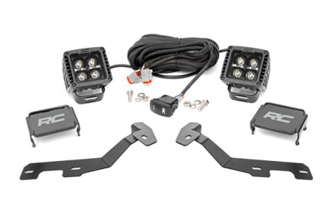 LED Light Kit Ditch Mount 2 Inch Black Pair Amber DRL Ram 1500 (19-26) Rough Country