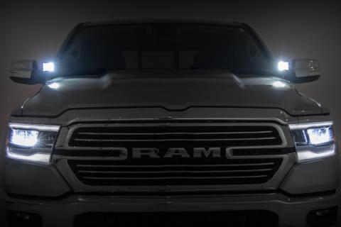 LED Light Kit Ditch Mount 2 Inch Black Pair Amber DRL Ram 1500 (19-26) Rough Country