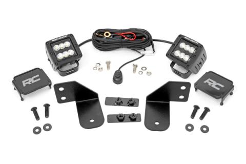 LED Light RR Cage Mount 2 Inch Black Flood Pair Polaris Ranger 1000/Ranger XP 900/1000 Rough Country