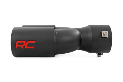 Exhaust Tip Black Red RC Logo 2.5-3 Inch Pipe Single Inlet Dual Outlet Rough Country