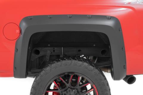 Pocket Fender Flares 6 Foot 7 Inch &amp; 8 Foot Bed GBA Black Chevy Silverado 1500 (14-18)/ 2500HD (15-19) Rough Country