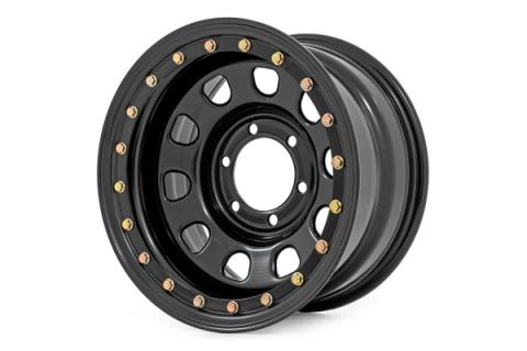 Steel Simulated Bead Lock Wheel Black 15x10 5x4.5 3.30 Bore -39 Rough Country