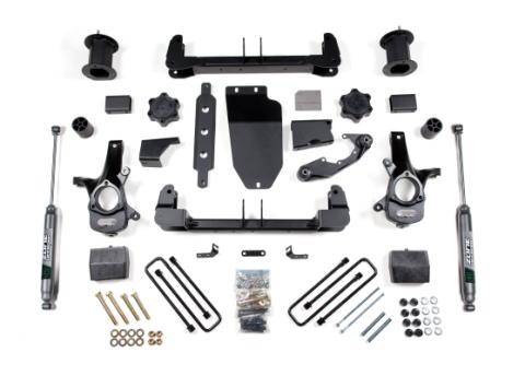 14-18 Chevrolet Silverado 1500 - GMC Sierra 1500 4WD 6 Inch Suspension Lift Kit (Cast Aluminum/Stamped Steel Arms), 4 Inch Rear Lift, Block - Nitro Loaded Struts, Nitro Shocks Zone Offroad