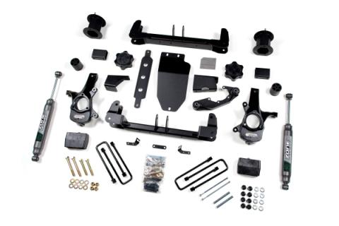 14-18 Chevrolet Silverado 1500 - GMC Sierra 1500 4WD 4 Inch Suspension Lift Kit (Cast Aluminum/Stamped Steel Arms), 3 Inch Rear Lift, Block - Nitro Loaded Struts, Nitro Shocks Zone Offroad