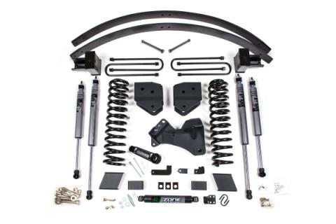 17-19 Ford F350/350 6 Inch Suspension Lift Kit, 4 Inch Rear, Block Kit Without Factory Overload, Gas, 2 Leaf Main - Nitro Shocks Zone Offroad