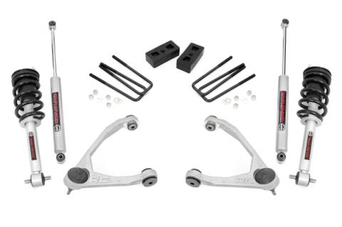 3.5 Inch Suspension Lift Kit Upper Control Arms N3 Struts 14-18 Silverado/Sierra 1500 2WD Rough Country