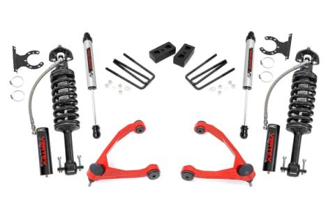 3.5 Inch Lift Kit Forged UCA Cast Steel Vertex/V2 Red Silverado/Sierra 1500 (07-13) Rough Country