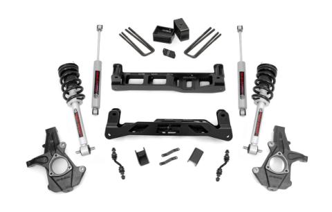5 Inch Suspension Lift Kit w/N2.0 Shocks &amp; Struts 14-18 Silverado/Sierra 1500 2WD Aluminum/Stamped Steel Rough Country
