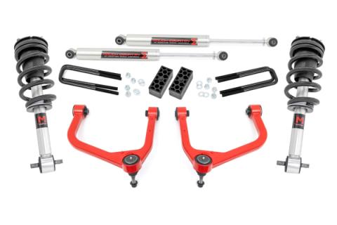 3.5 Inch Lift Kit M1 Struts/M1 Red Chevy Silverado 1500 2WD/4WD (2019-2024) Rough Country