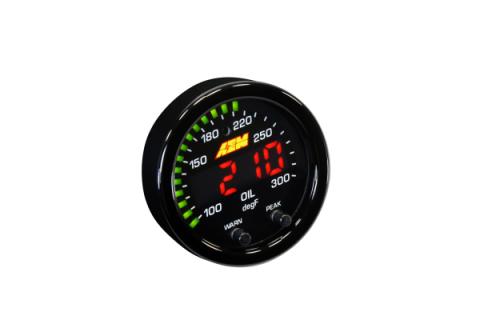 X-Series Temperature Gauge Kit 100-300F/40-150C Black Bezel and Black Water Faceplate AEM Electronics