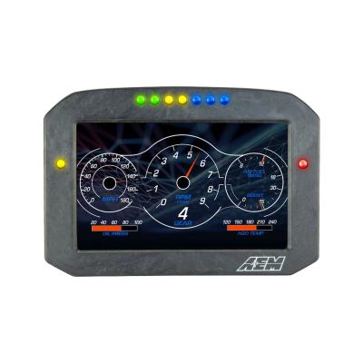 CD-7FG Carbon Flat Panel Non-Logging Display 7-inch diagonal screen, carbon fiber enclosure, GPS antenna and wiring harness included, Does Not Include Buttons (See PN 30-3610) AEM Electronics