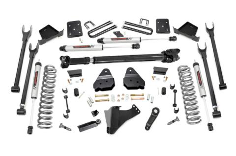 6 Inch Ford 4-Link Suspension Lift Kit w/Front Drive Shaft 17-19 F-250/350 4WD Diesel 4 Inch Axle w/Overloads V2 Monotube Shocks Rough Country