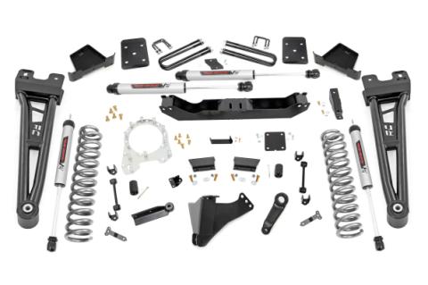 6 Inch Suspension Lift Kit w/Radius Arms &amp; V2 Shocks No Overload Springs 4 Inch Axle Diam 17-19 F-250/350 4WD Diesel Rough Country