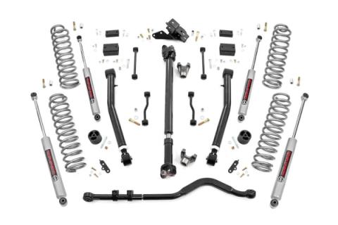 3.5 Inch Jeep Suspension Lift Kit Preminum N3 Stage 2 Coils &amp; Adj. Control Arms 18-20 Wrangler JL-2 Door Rough Country