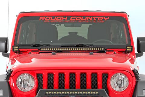 Jeep JL/Gladiator 2 Inch LED Lower Windshield Kit Black Series w/White DRL For 18-Pres Wrangler JL/20-Pres Gladiator Rough Country