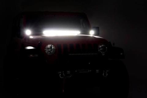 Jeep JL/Gladiator 2 Inch LED Lower Windshield Kit Black Series w/White DRL For 18-Pres Wrangler JL/20-Pres Gladiator Rough Country