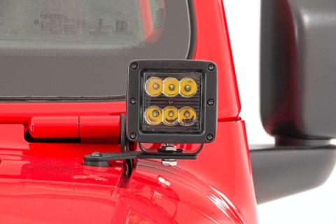 Jeep JL/Gladiator 2 Inch LED Lower Windshield Kit Black Series For 18-Pres Wrangler JL/20-Pres Gladiator Rough Country
