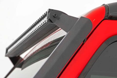 Jeep 50-Inch Straight LED Light Bar Upper Windshield Kit w/ Single-Row Black Series LED 20-Up Gladiator JT 18-20 Wrangler JL Rough Country