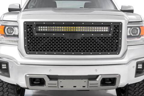 Sierra Mesh Grille 30 Inch Dual Row Black Series LED w/Cool White DRL 14-15 Sierra 1500 Rough Country