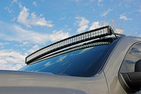 50 Inch Curved LED Light Bar Upper Windshield Mounts 07-13 PU/SUV Rough Country