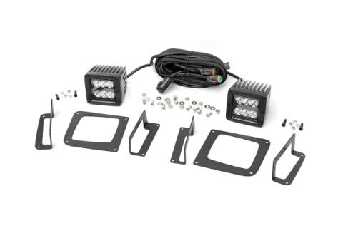 2 Inch Cree LED Fog Light Kit Black Series 14-15 Sierra 1500 Rough Country