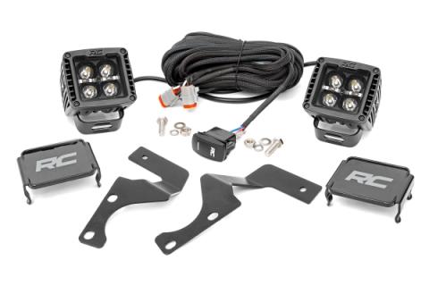 Toyota 4Runner 2 Inch LED Lower Windshield Ditch Kit Black Series w/Amber DRL For 14-Pres 4Runner Rough Country