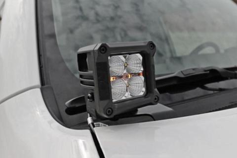 Toyota 4Runner 2 Inch LED Lower Windshield Ditch Kit Black Series w/Amber DRL For 14-Pres 4Runner Rough Country