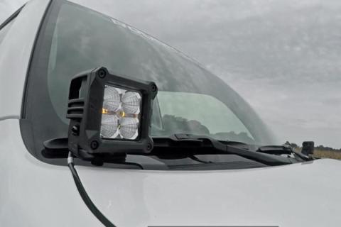 Toyota 4Runner 2 Inch LED Lower Windshield Ditch Kit Black Series w/Amber DRL For 14-Pres 4Runner Rough Country
