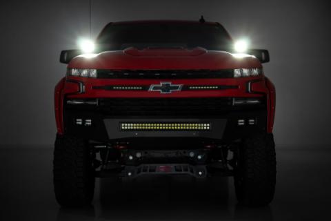 Chevy 2-inch LED Lower Windshield Ditch Kit Black Series w/ Amber DRL For 19-20 Silverado Rough Country