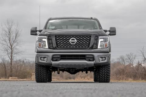 3 Inch Lift Kit N3 Struts &amp; Shocks Red Nissan Titan 4WD (2017-2024) Rough Country