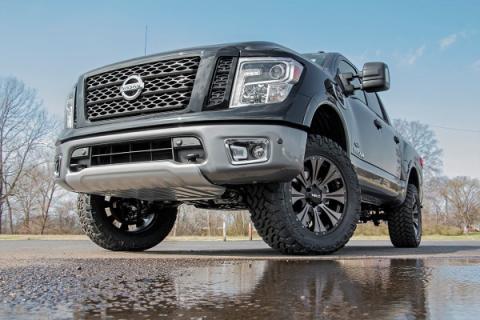 3 Inch Lift Kit N3 Struts &amp; Shocks Red Nissan Titan 4WD (2017-2024) Rough Country