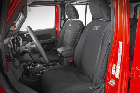Jeep Neoprene Seat Cover Set Black 18-20 Wrangler JL Unlimited Rough Country