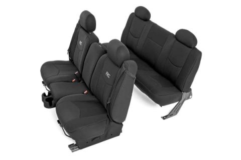 Neoprene Front &amp; Rear Seat Cover Combo Black 99-06 Silverado/Sierra 1500 Rough Country