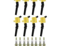 Ignition Upgrade Kit- 1998-2008 Ford 4.6L/5.4L/6.8L 2-Valve, Yellow 8-Pack Includes 8-Pack Of Hp Copper Spark Plugs (P/N 8196) &amp;amp; 8-Pack Of Igniiton Coils (P/N 140032-8) ACCEL