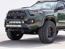 16-Up Tacoma Stealth Bumper 32 Inch LED Bar Combo Beam Bumper Light Bar-Blue-Small Relocation Mounts Only Bumper Light Bar Switch No Winch No D-Ring Cali Raised LED