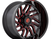 Aluminum Wheels 24X12 Hurricane D808 5 On 127 Gloss Black/Red Milled 71.5 Bore -44 Offset Fuel Off Road Wheels