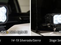 SS3 LED Ditch Light Kit for 2014-2019 Silverado/Sierra, Pro White Combo Diode Dynamics